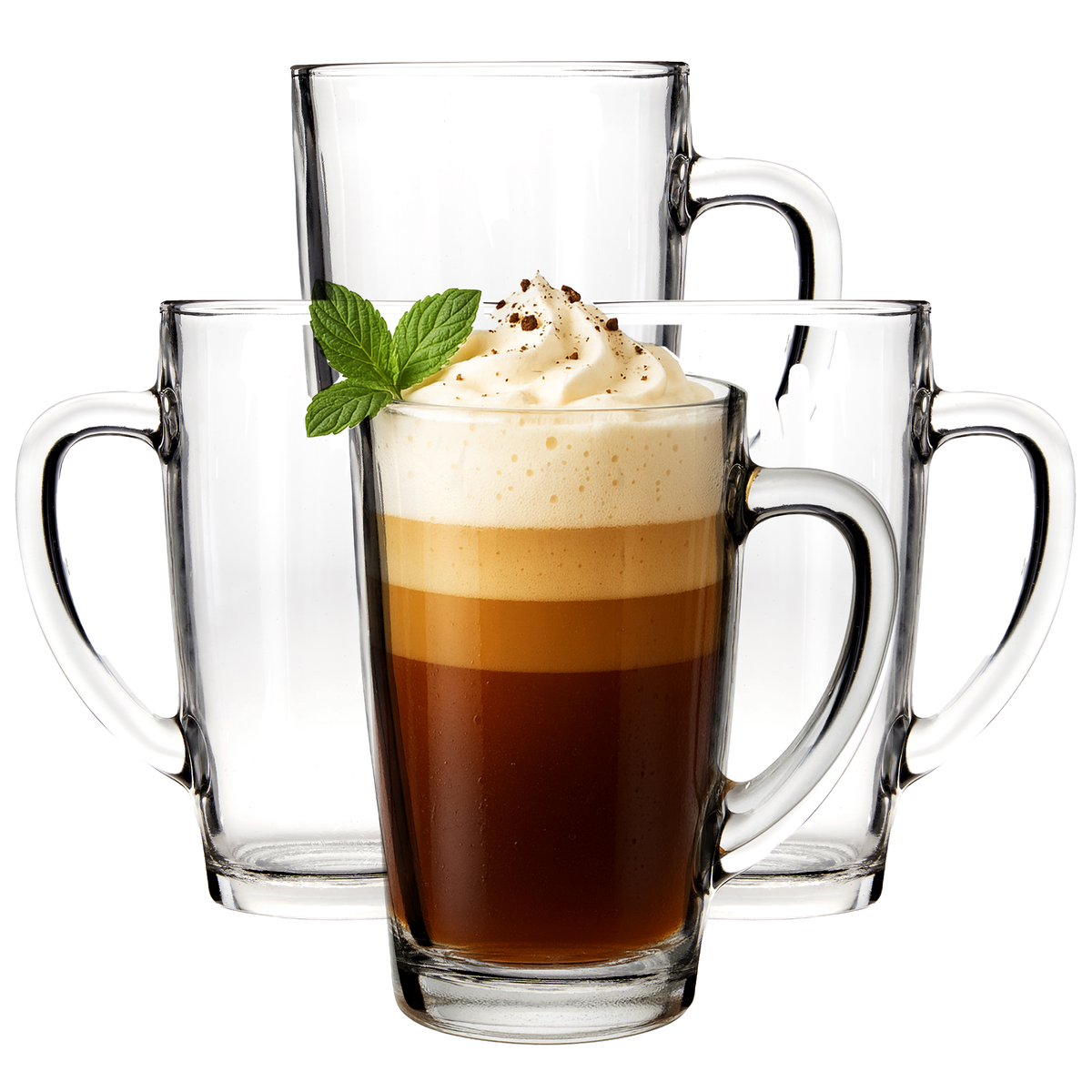 Euri Clear Tall Glass Mugs Set Of 4