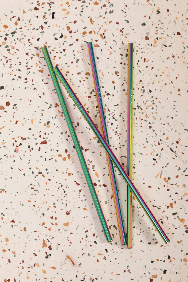Mimo Set Of 4 Oil Slick Drinking Straws