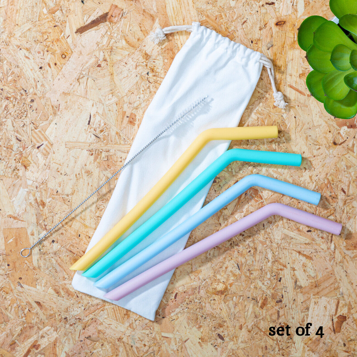 Mimo Set Of 4 Silicone Straws