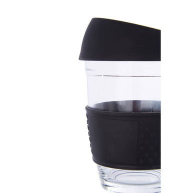 Mimo Glass Mug With Black Silicone Band Lid