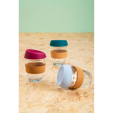 Mimo Glass Mug With Light Blue Silicone Lid