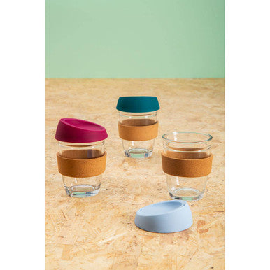 Mimo Glass Mug With Light Blue Silicone Lid