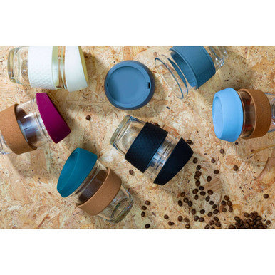 Mimo Glass Mug With Light Blue Silicone Lid