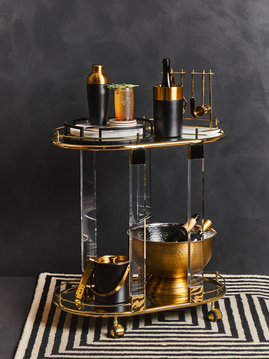 Dayla Set Of Four Gold Ribbed Glass Tumblers