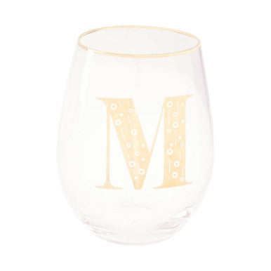 Clear glass with gold rim and letter &