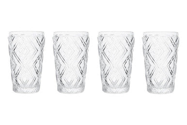 Fleur Set Of Four Clear Highball Glasses