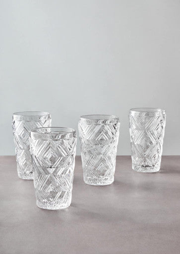 Fleur Set Of Four Clear Highball Glasses