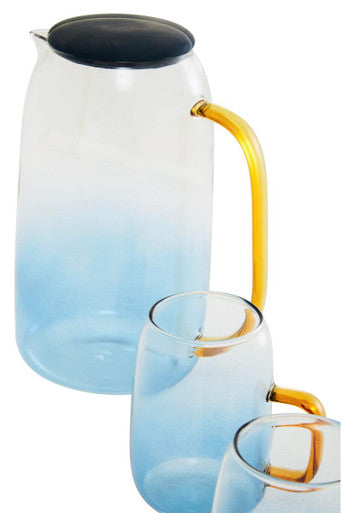 Noa Glass Ombre Blue Pitcher And Cup Set