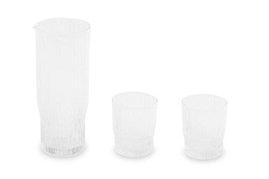 Juno Ribbed Glass And Jug Three Piece Set - image 1