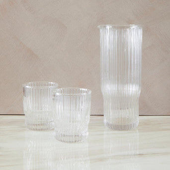Juno Ribbed Glass And Jug Three Piece Set - image 2