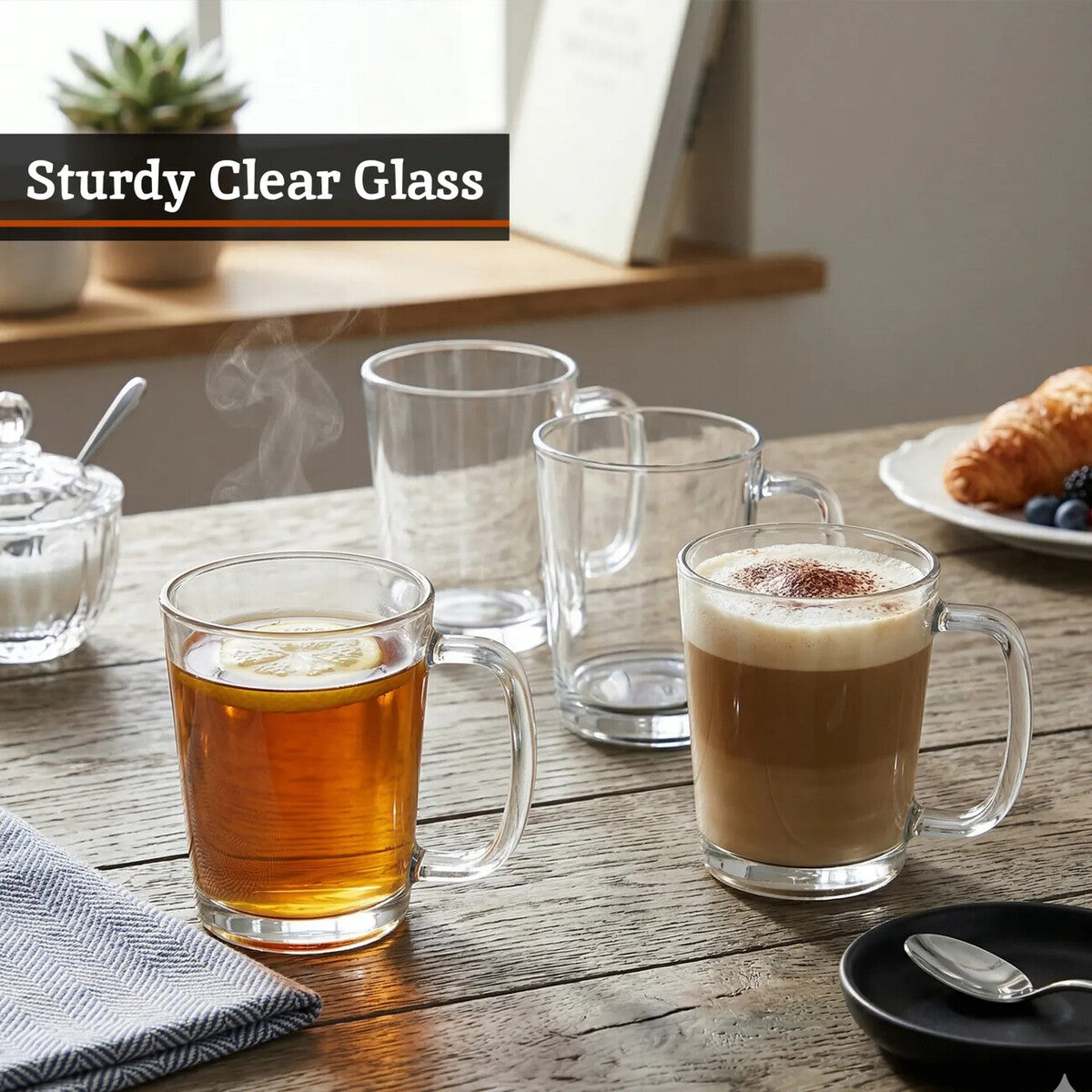 Torta Set Of Four Glass Clear Glass Mugs