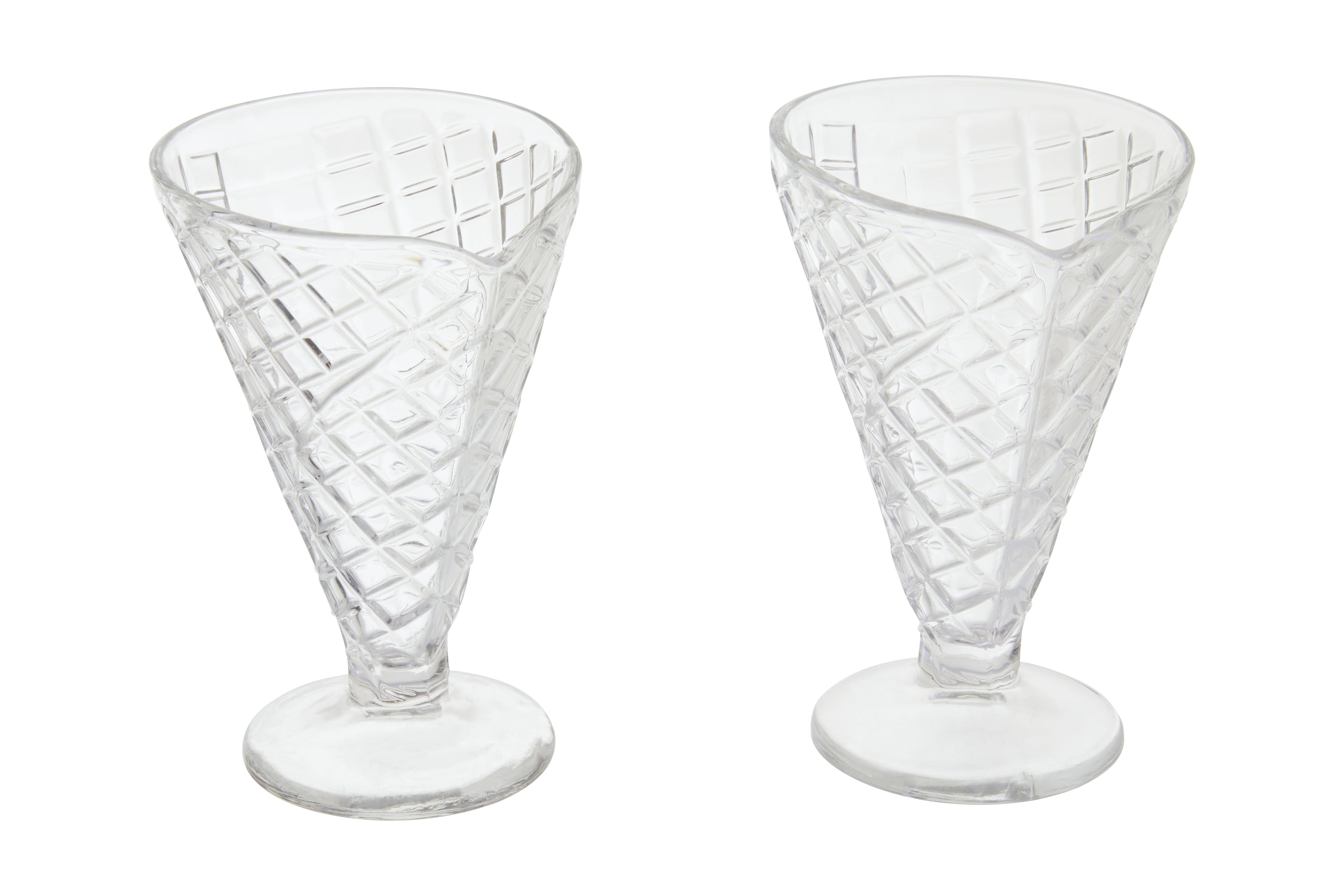 Set of four Torta tapered glass sundae dishes arranged for dessert serving