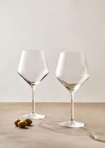 Ada Set Of 2 Crystal Burgundy Glasses
