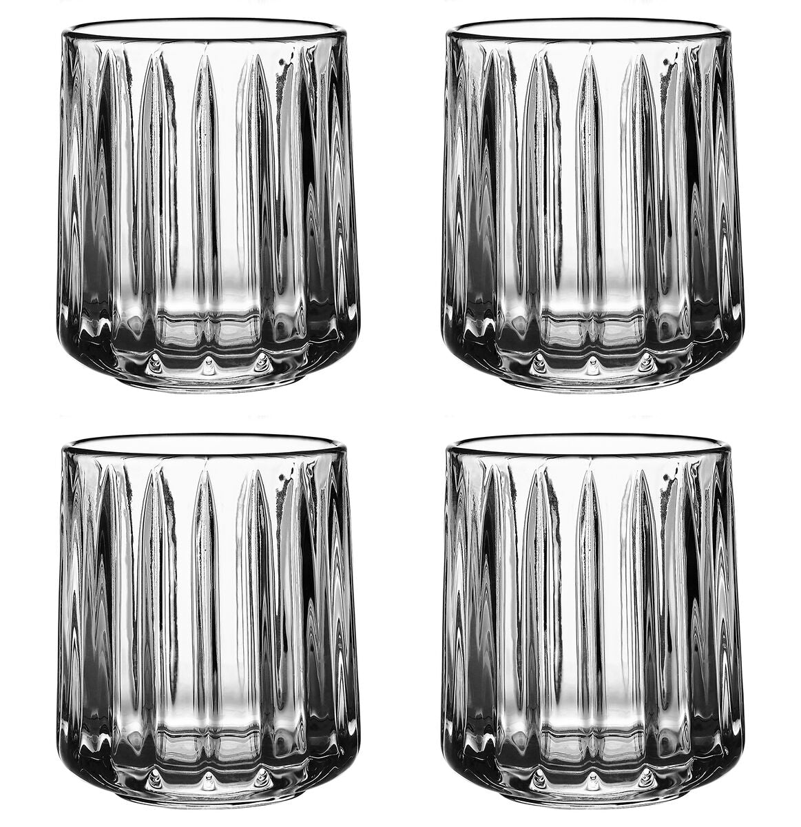 Beaufort Set of Four Ribbed Glass Tumblers 300ml