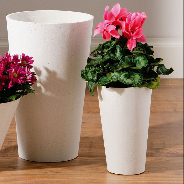 White Polyresin Small Tapered Vase - Image 1