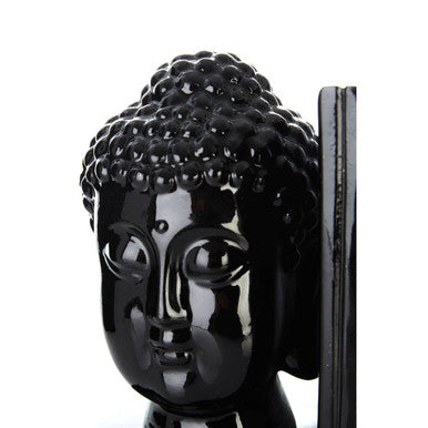 Piper Buddha Head Black Bookends   Set Of 2