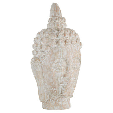 Fausto Mango Wood White Wash Buddha Head