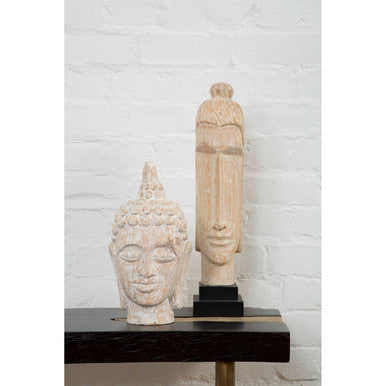 Fausto Mango Wood White Wash Buddha Head
