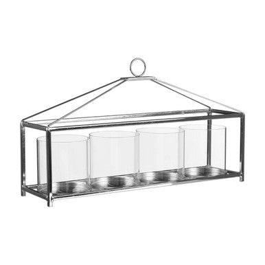 Glass And Silver Long Table Candle Holder - image 3
