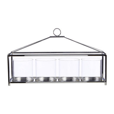 Glass And Silver Long Table Candle Holder - image 1