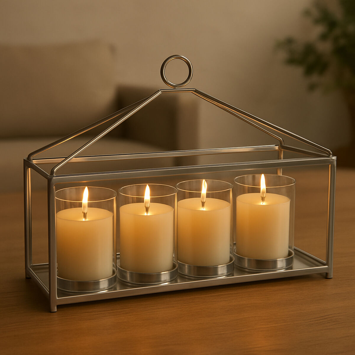 Glass And Silver Long Table Candle Holder - image 2