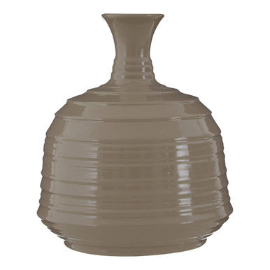 Dusk Taupe Medium Ribbed Ceramic Vase