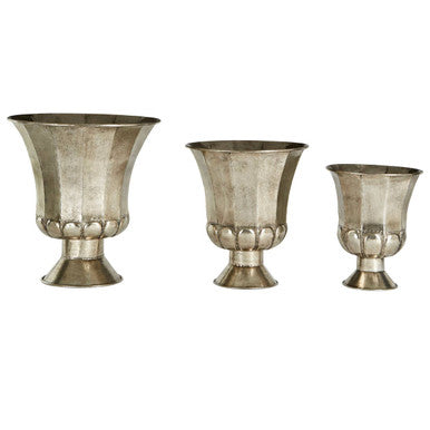 Reza Set of 3 Antique Silver Finish Planters - image 1