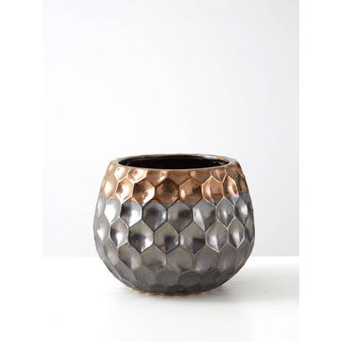 Galaxy Large Ceramic Planter with Metallic Finish