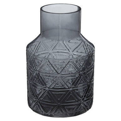 Gray textured glass vase on a white background