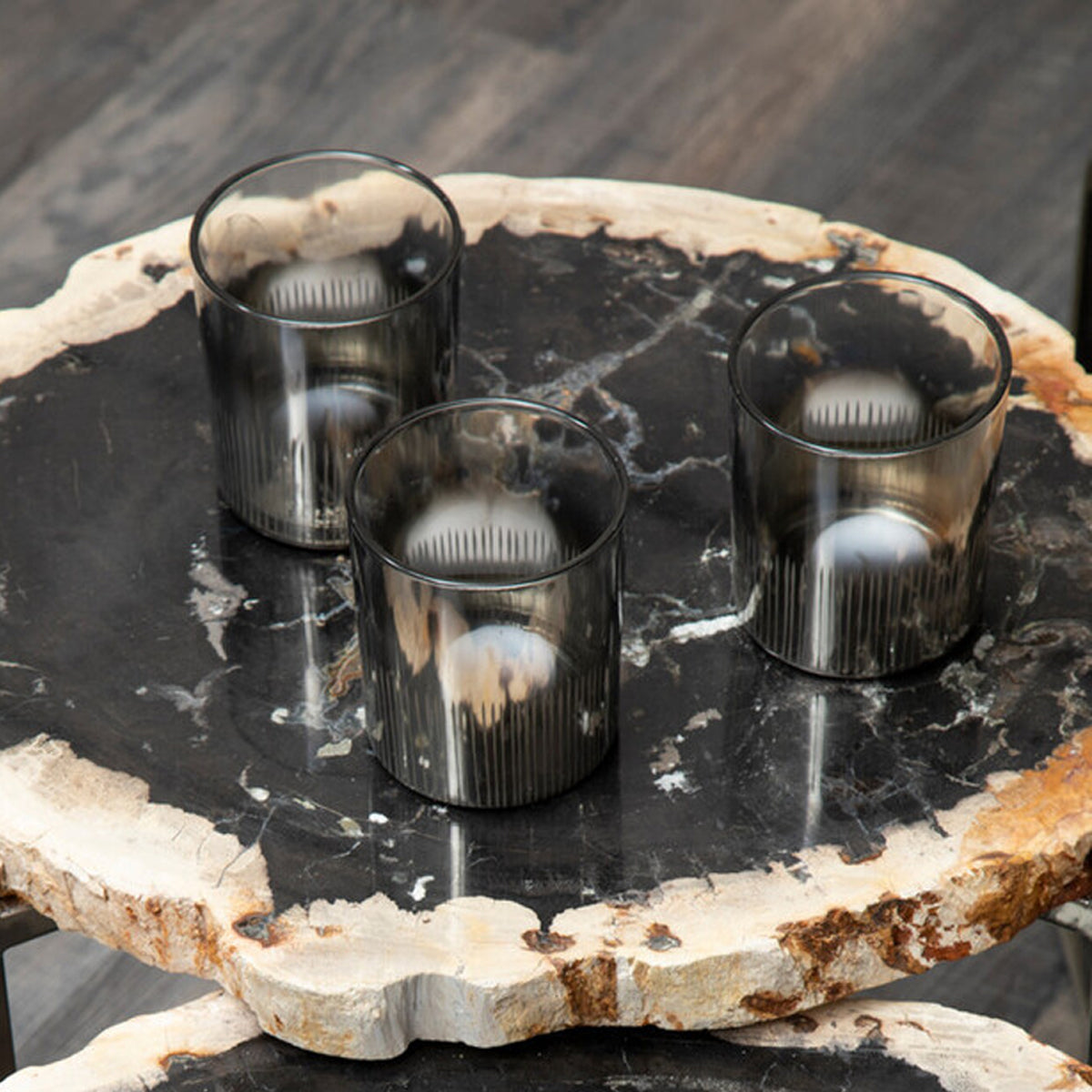 Complements Silver Glass Tealight Holder