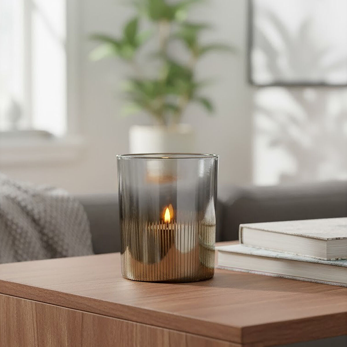 Complements Silver Glass Tealight Holder