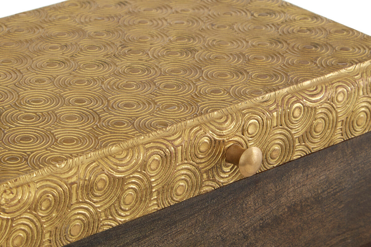 Bowerbird Gold Disc Design Small Trinket Box