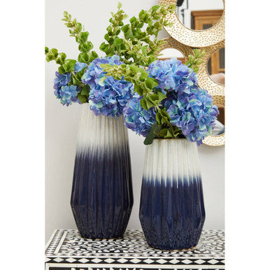 Azul Large Ombre Vase In Blue