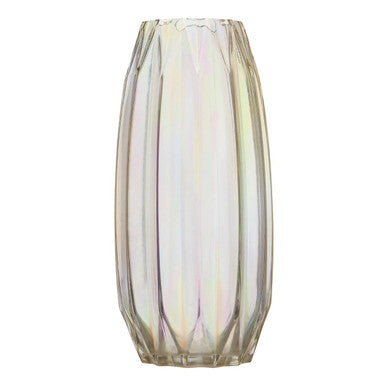Multicolored glass vase on a white background