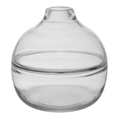 Clear glass vase on a white background