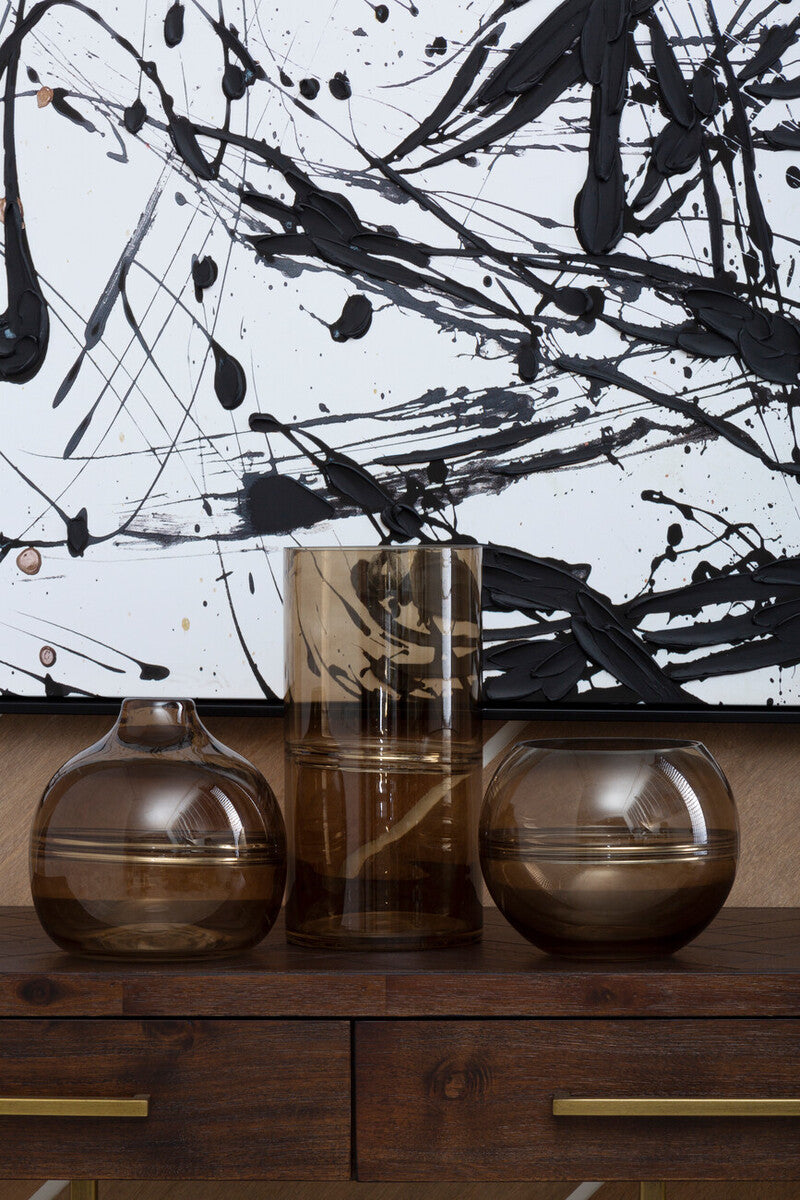Optik Smoked Glass Round Vase
