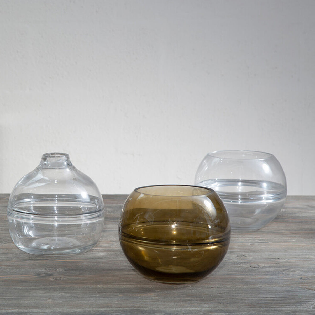 Optik Smoked Glass Round Vase