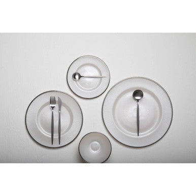 Ida 33Cm Embossed White Glass Charger Plate With Silver Rim