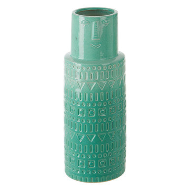 Large Aqua Face Vase