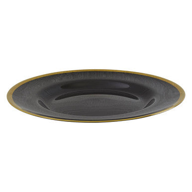 Ida Black Glass Charger Plate with Gold Rim - image 3