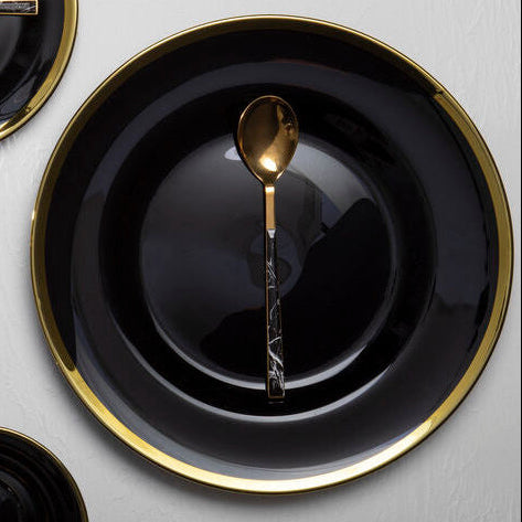Ida Black Glass Charger Plate with Gold Rim - image 2