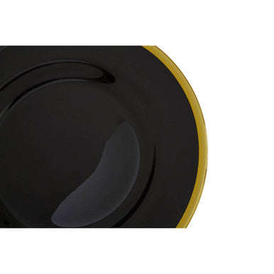 Ida 33Cm Black Glass Charger Plate With Gold Rim