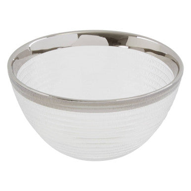 Ida 15Cm Embossed Glass Bowl With Silver Rim