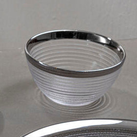 Ida Embossed Glass Bowl With Silver Rim - image 2