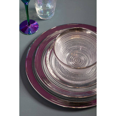 Ida 15Cm Embossed Glass Bowl With Silver Rim