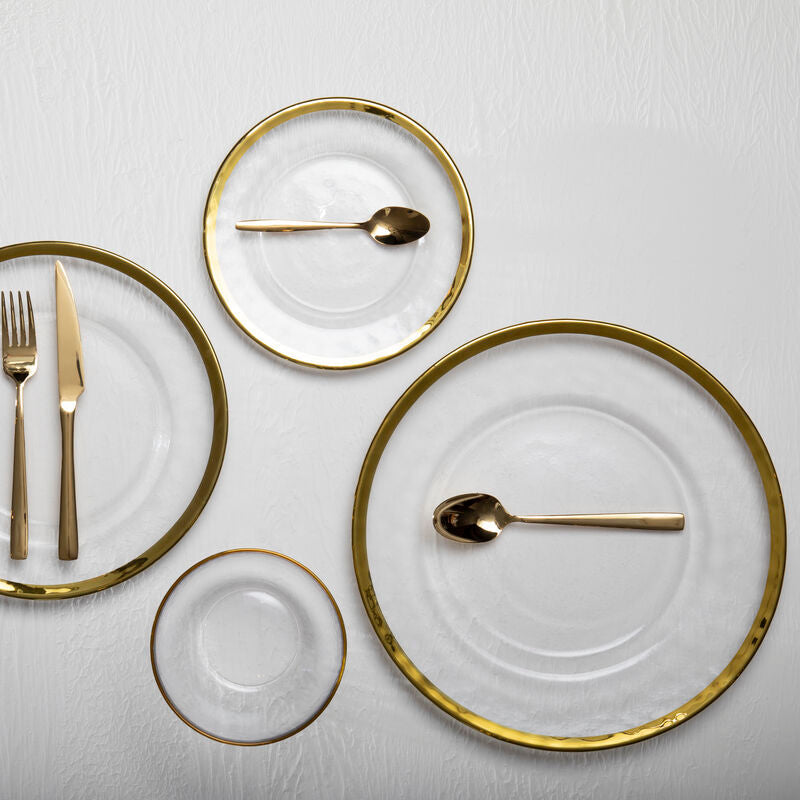Ida Textured Glass Dinner Plate With Gold Rim - image 2