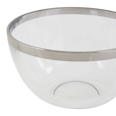 Ida 15Cm Plain Glass Bowl With Silver Rim