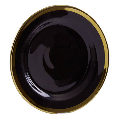 Ida Black Glass Side Plate with Gold Rim - image 1