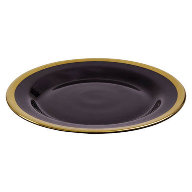 Ida Black Glass Side Plate with Gold Rim - image 8
