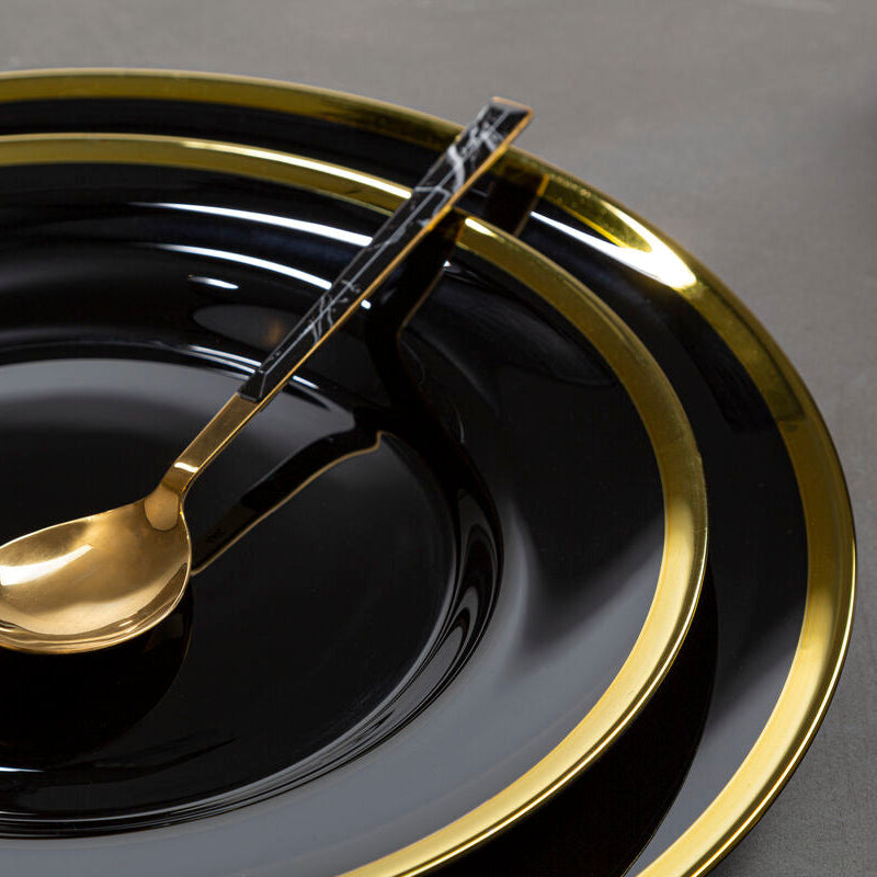 Ida Black Glass Side Plate with Gold Rim - image 2